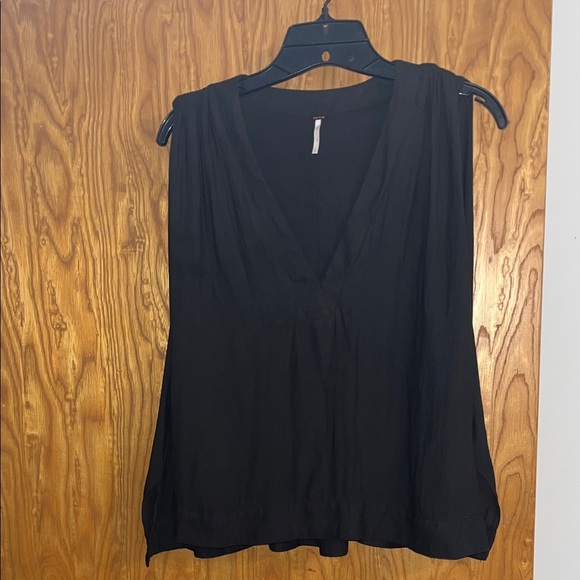 Free People Black Blouse Top Sleeveless Oversized Lined High Low size S - Picture 5 of 12